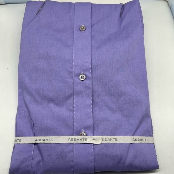 NEW ASSANTE men’s classic fit light lavender dress shirt size 21 4/5 sty… - Picture 6 of 13
